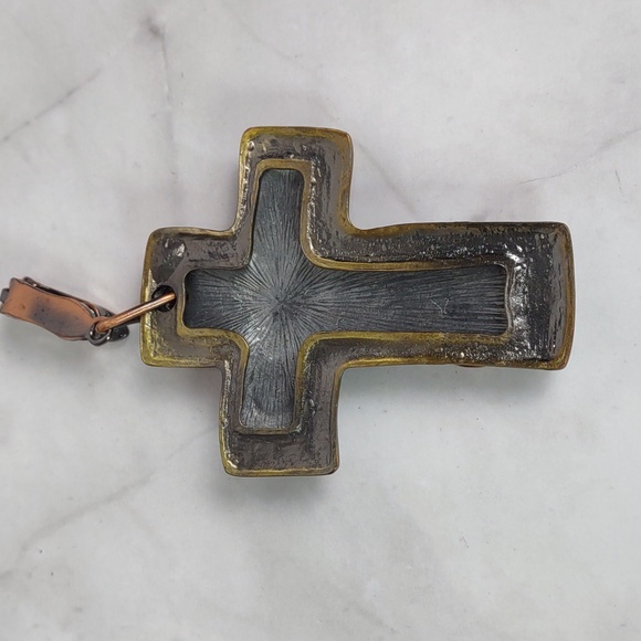 Artisan Crafted Tri-Color Cross Enhancer Pendant - Picture 4 of 10